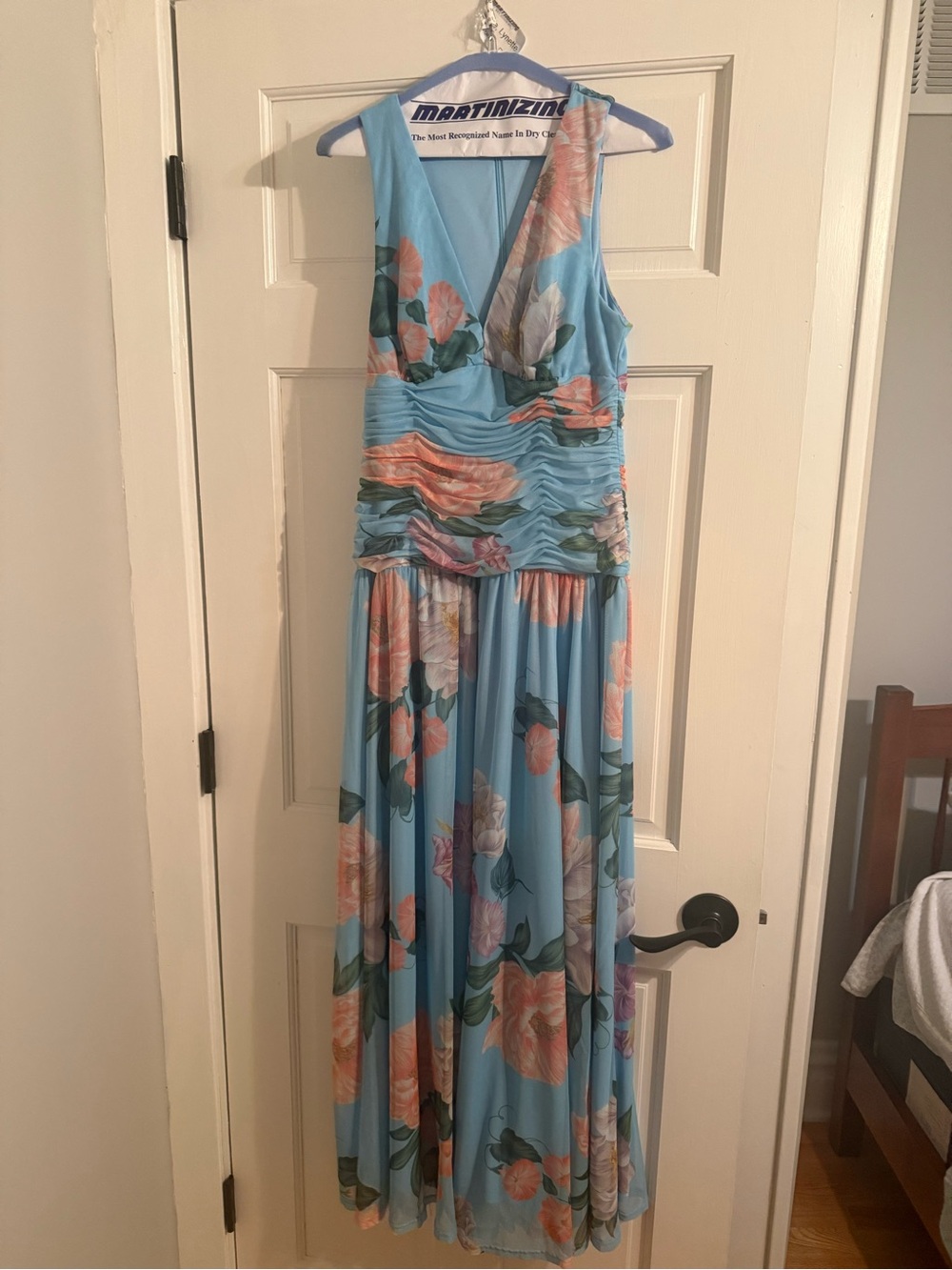 Hutch Light Blue Floral V-Neck Maxi Dress - Picture 3 of 3